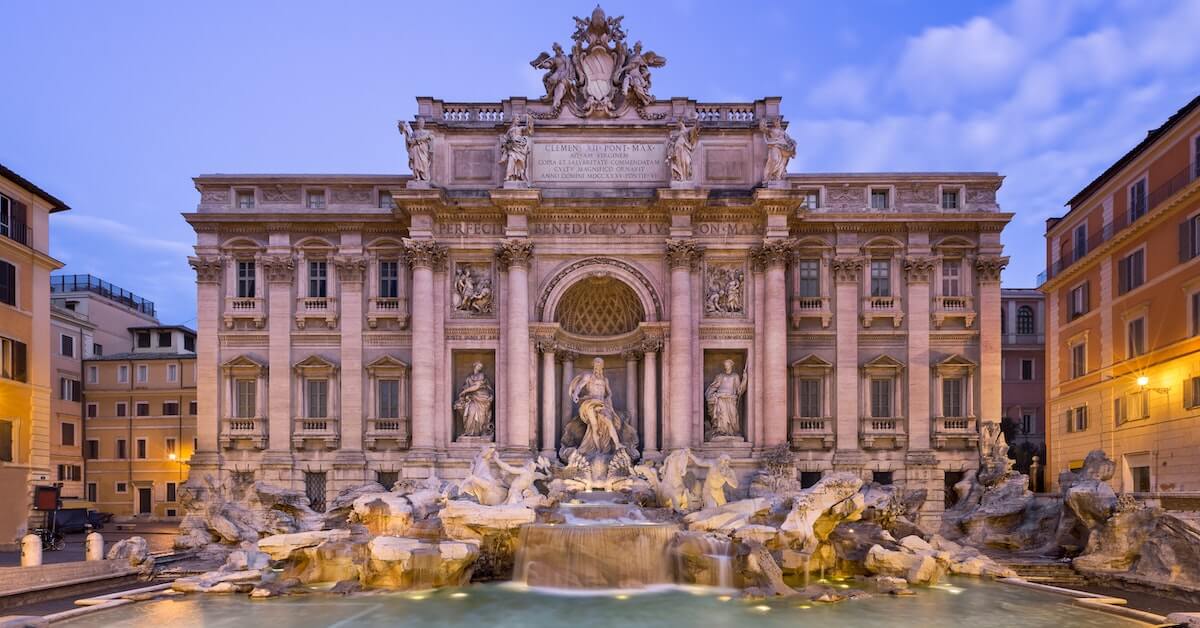Trevi Fountain in Rome at dawn