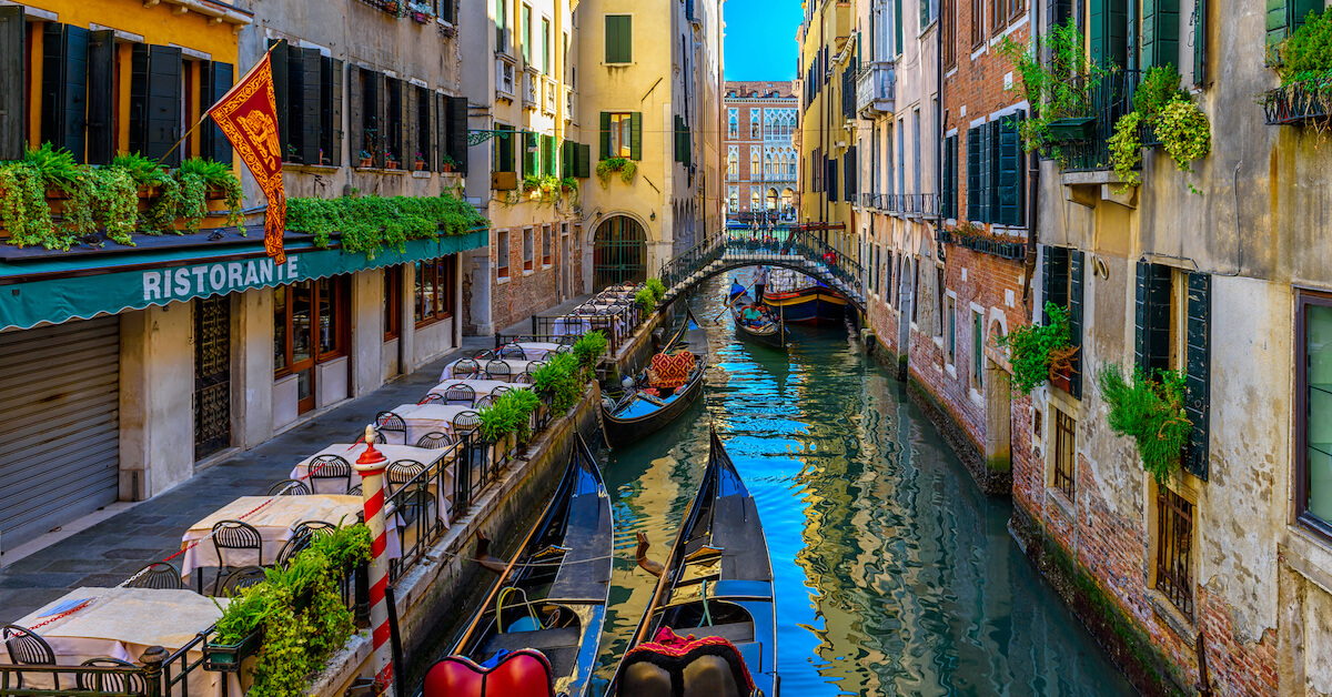 Restaurant along a canal in Venice
